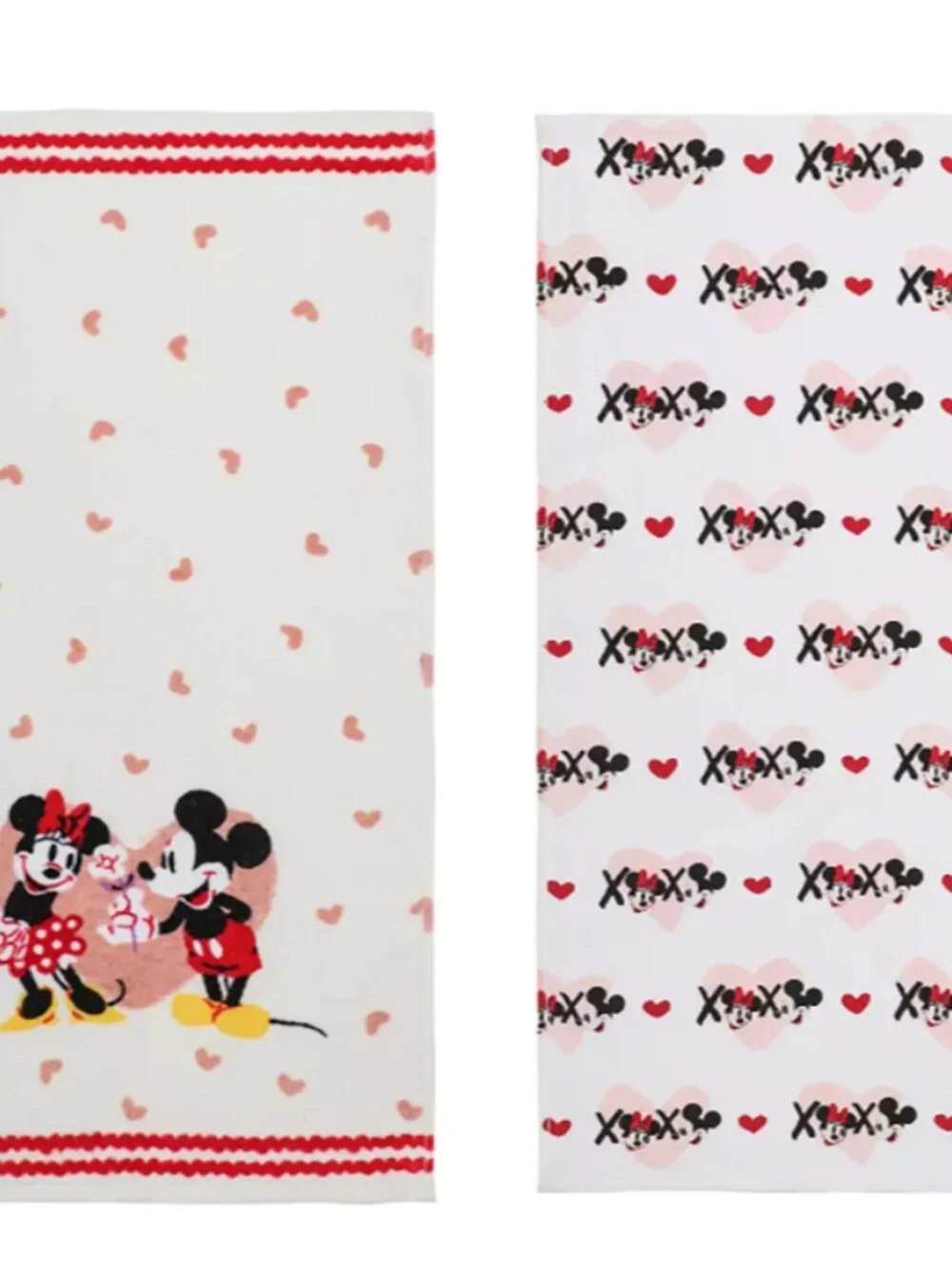 Disney Mickey Minnie Valentine Kitchen Towels 2 Pack XOXO Hearts 15x26
